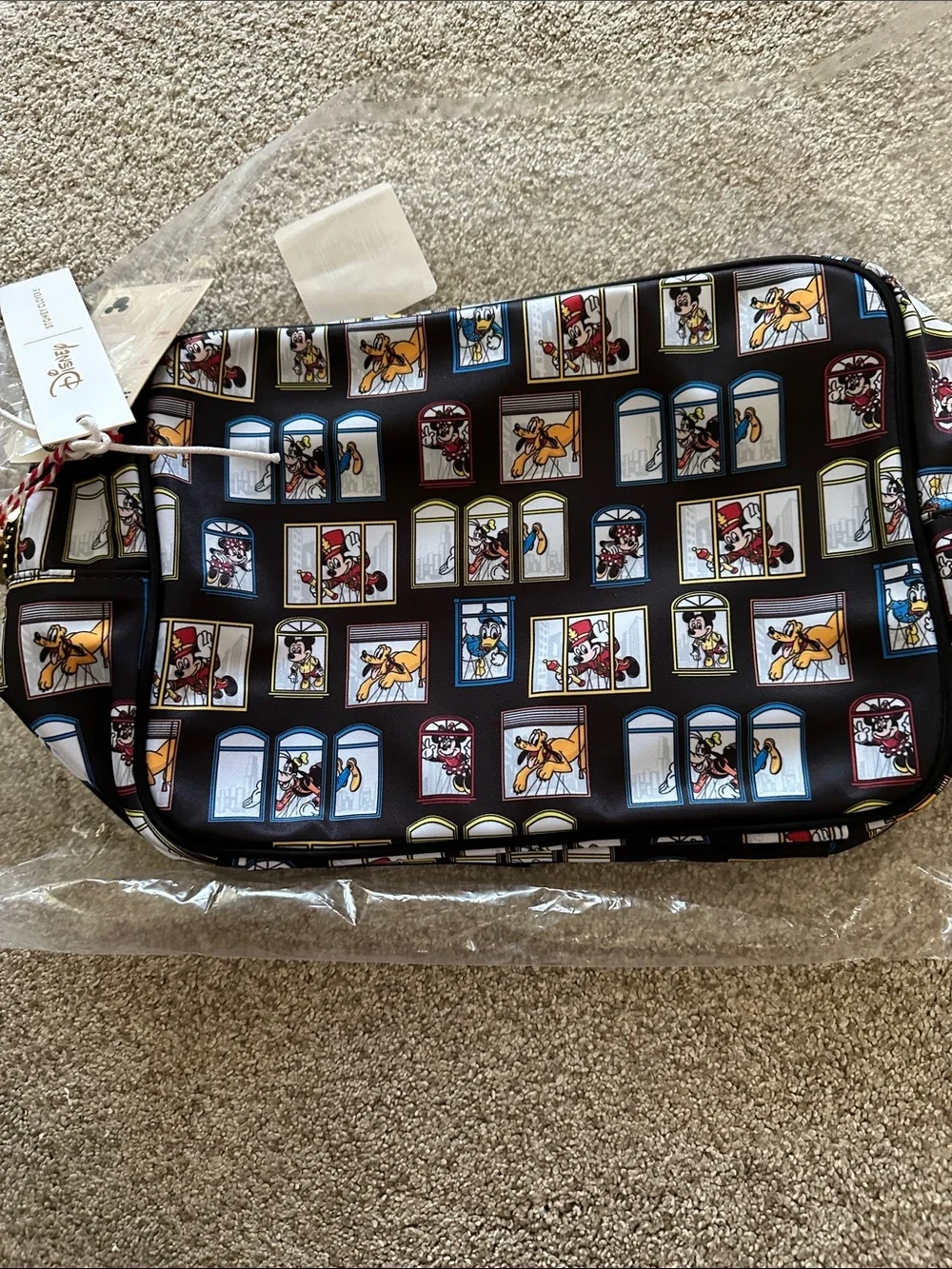 Stoney Clover Lane Black Multicolor Disney Window Print Cosmetic Pouch